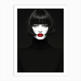 Black Woman With Red Lips Art Print