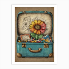 Flower In A Suitcase Art Print