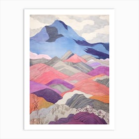 Beinn Tulaichean Scotland 1 Colourful Mountain Illustration Art Print