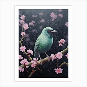 Ohara Koson Inspired Bird Painting Cowbird 2 Art Print