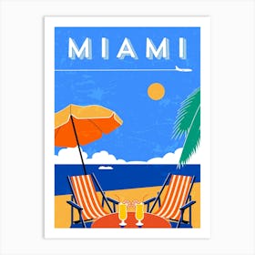 Miami beach, USA — Retro travel minimalist poster Art Print