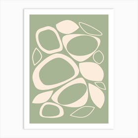 Mid Century Modern Abstract 8 Sage Green, and Ivory Art Print