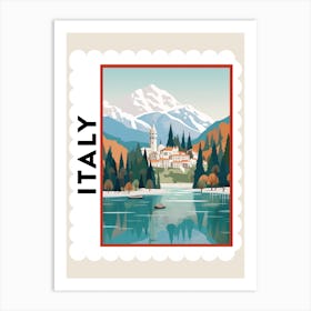 Retro Winter Stamp Poster Lake Como Italy 2 Art Print