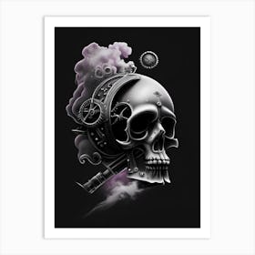 Skull With Celestial Themes Pink Stream 2 Punk Art Print