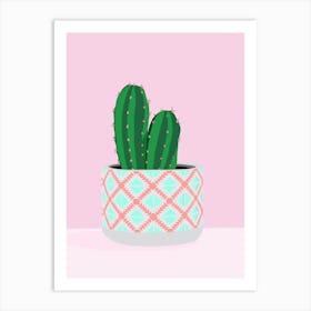 Boho Cactus - Cactus In A Pot Art Print