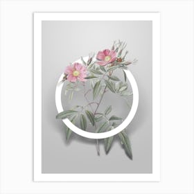 Vintage Pink Swamp Roses Minimalist Botanical Geometric Circle on Soft Gray n.0114 Art Print