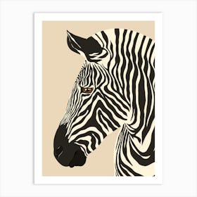Jungle Safari Zebra on Cream Art Print