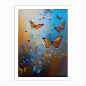 Butterfly In Migration Oil Painting 1 Art Print