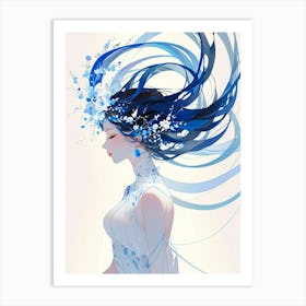 Blue Haired Girl 1 Art Print