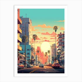 City Of Los Angeles | Retrofuturism Liberty Art Print