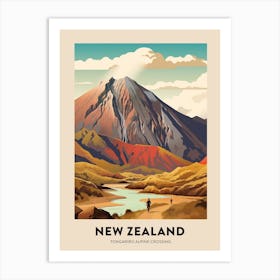 Tongariro Alpine Crossing New Zealand 2 Vintage Hiking Travel Poster Art Print