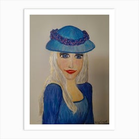 Blue Hat 2 Art Print