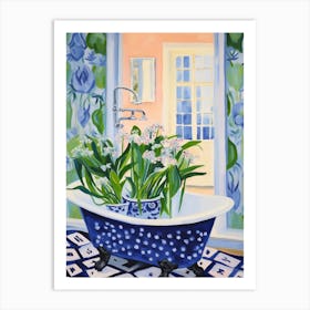 A Bathtube Full Lily Of The Valley In A Bathroom 3 Art Print