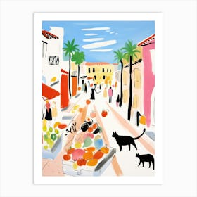 The Food Market In Malibu 3 Illustration Art Print