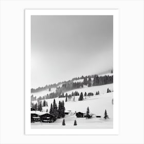 Gstaad, Switzerland Black And White Skiing Poster Art Print