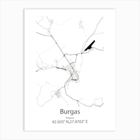 Burgas,Bulgaria Minimalist Map Art Print