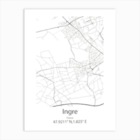 Ingre,France Minimalist Map Art Print