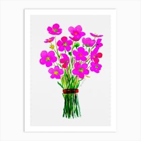 Pink Flowers In A Vase watercolor artwork Art Print