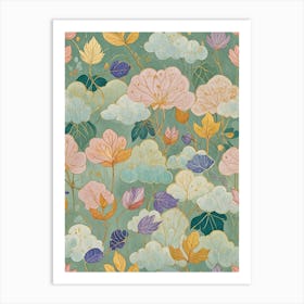 Autumn Leaves and Clouds Art Print