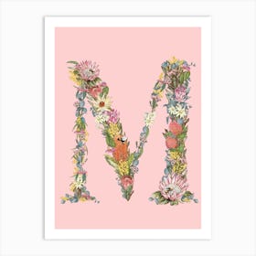 M Pink Alphabet Letter Art Print