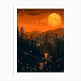 Sunset Over A City Art Print