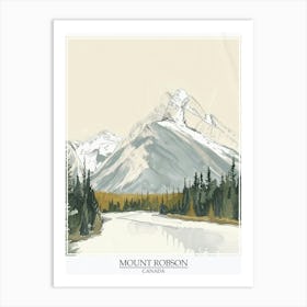 Mount Robson Canada Color Line Drawing 7 Poster Art Print