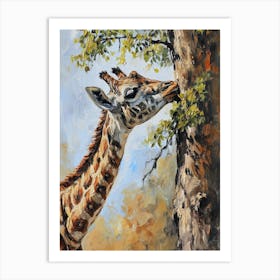 Giraffe Against The Tree 2 Art Print