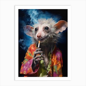  A Possum Smoking Cigarette Vibrant Paint Splash 1 Art Print