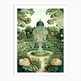 Park Of The Palace Of Versailles, France Vintage Botanical Art Print