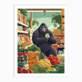 Grocery Shopping Gorilla Art 4 Art Print