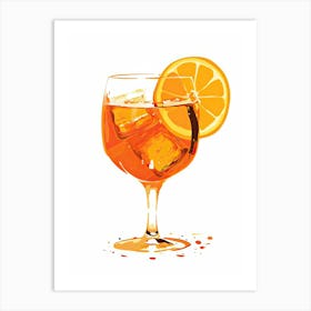 Watercolour Aperol Spritz Floral Infusion Cocktail 1 Art Print