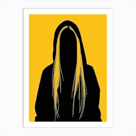 Silhouette Of A Girl With Long Hair Art Print