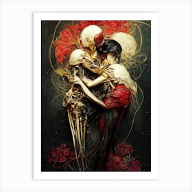 The Lovers Skeleton Abstract art Art Print