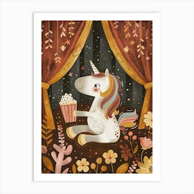 Unicorn Eating Popcorn Muted Pastels 1 Art Print