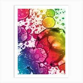 Watercolor Abstraction A Rainbow Of Raindrops Art Print