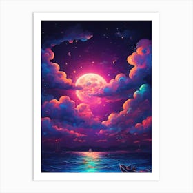 Moon And Clouds Art Print