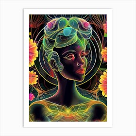Beautiful portrait of a woman, colorful, "In Love" Art Print