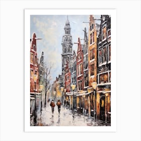 Vintage Winter Painting Amsterdam Netherlands 2 Art Print