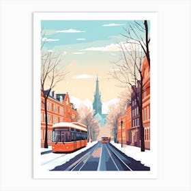 Vintage Winter Travel Illustration Copenhagen Denmark 1 Art Print