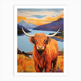 Highland Cow Paint Illustration 1 Art Print