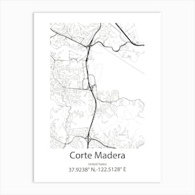 Corte Madera,United States Minimalist Map Art Print