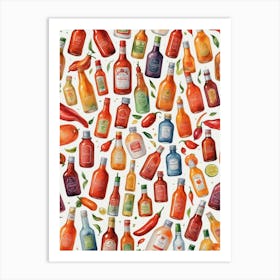 Arrangement of Hot Sauce Bottles Art Print