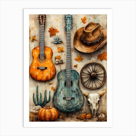 Cowboy Guitars Art Print