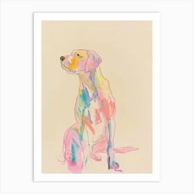 Pointer Dog Pastel Line Watercolour Illustration 2 Art Print