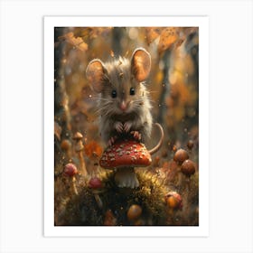 Little Mouse On A Mushroom Art Print