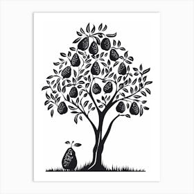 Pear Tree Simple Geometric Nature Stencil 1 Art Print