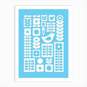 Nordic Ornament Blue for Kids Room Poster