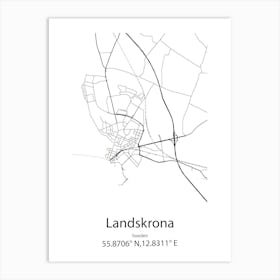 Landskrona,Sweden Minimalist Map Art Print