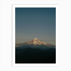 Little Airplane Flying over Mountain Peak Art Print