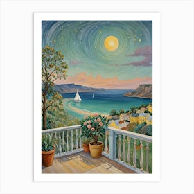 Romantic Moonlit Bay Póster